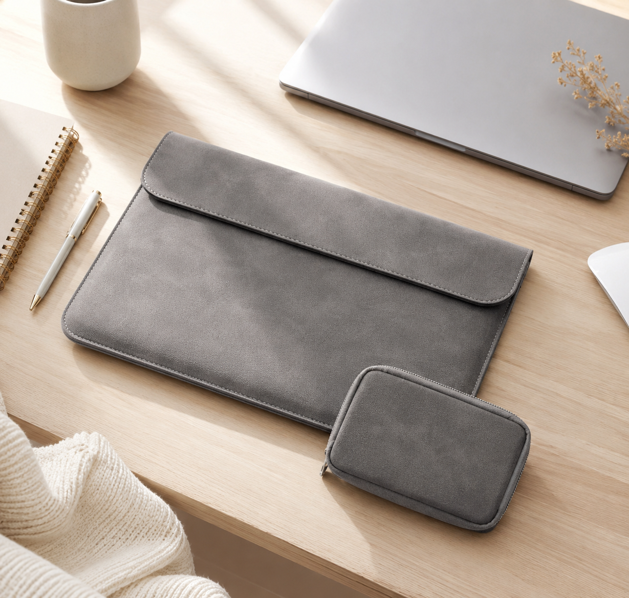 Blød Notebook Sleeve med Matchende Tilbehørsetui
