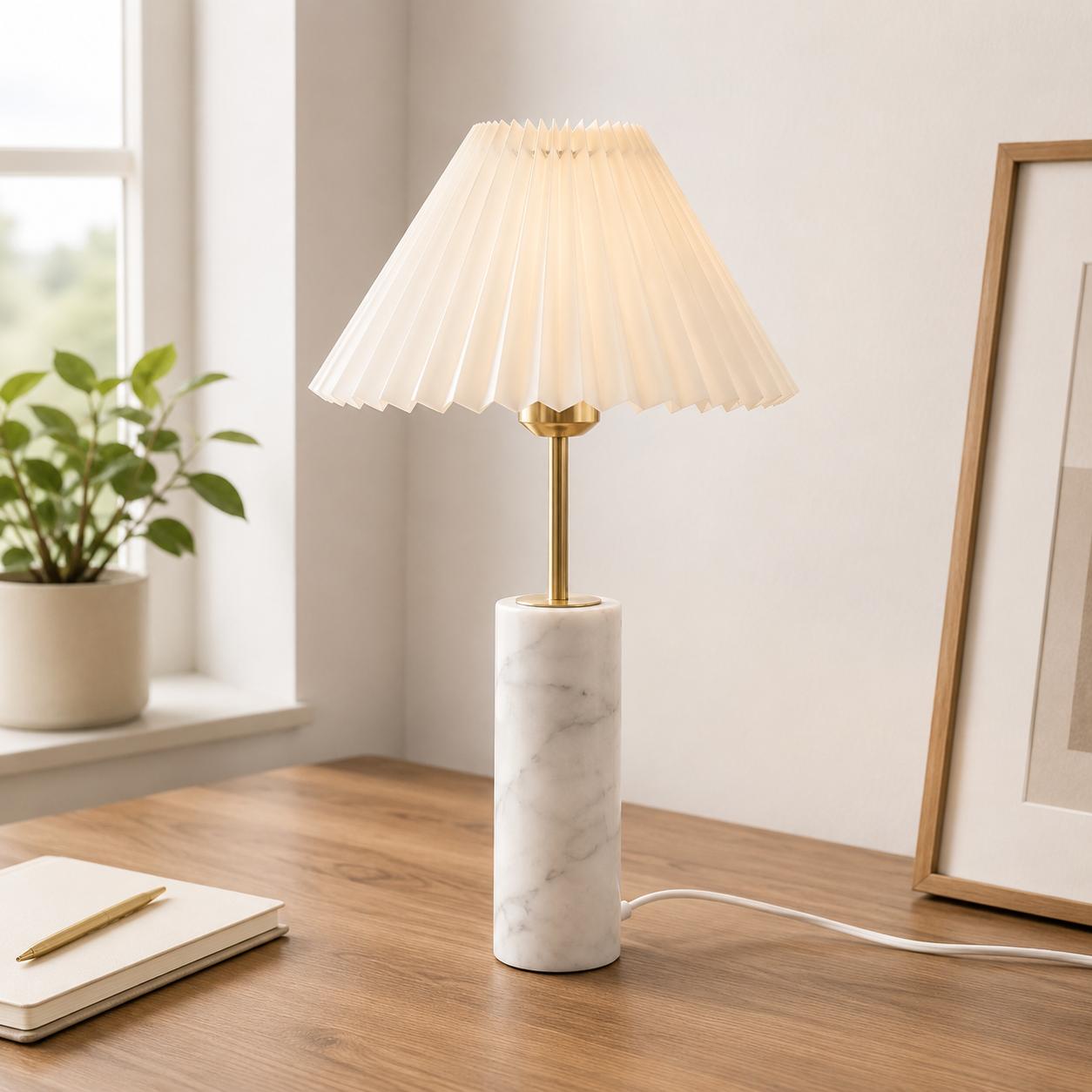Bordlampe i naturlig marmorstil