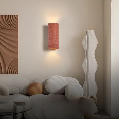 Cylindrisk væglampe i aluminium – wabi sabi LED up & down lampe
