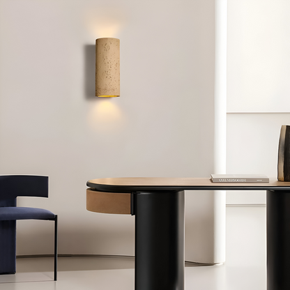 Cylindrisk væglampe i aluminium – wabi sabi LED up & down lampe