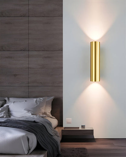 Væglampe med dobbelt lysretning – moderne cylinder lampe i aluminium