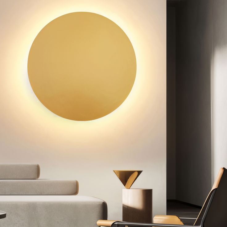Lunaris – Moderne Rund LED Væglampe i Metal med Varmt Lys