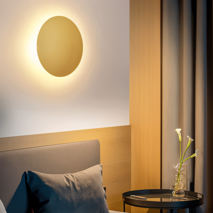 Lunaris – Moderne Rund LED Væglampe i Metal med Varmt Lys