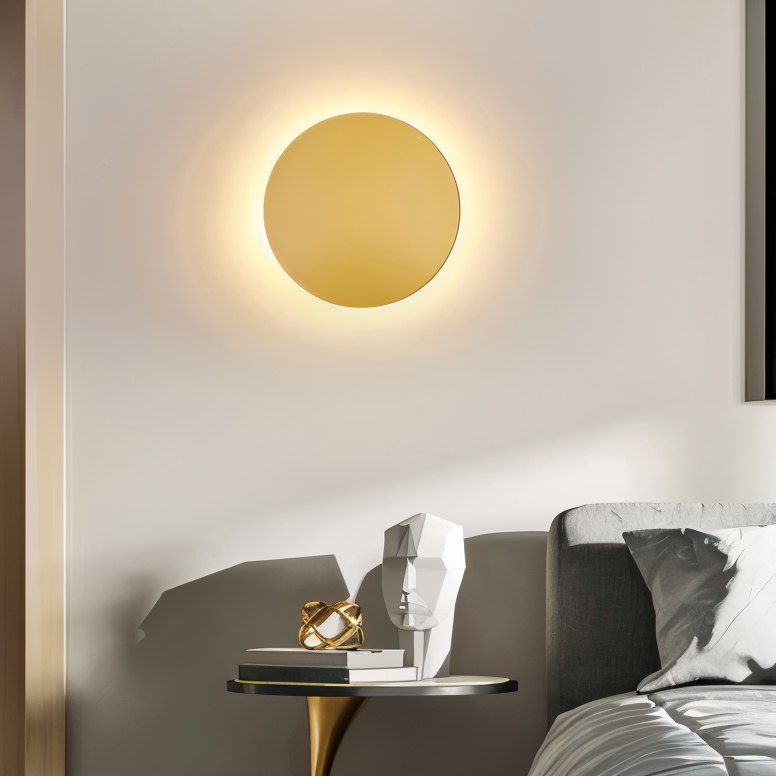 Lunaris – Moderne Rund LED Væglampe i Metal med Varmt Lys