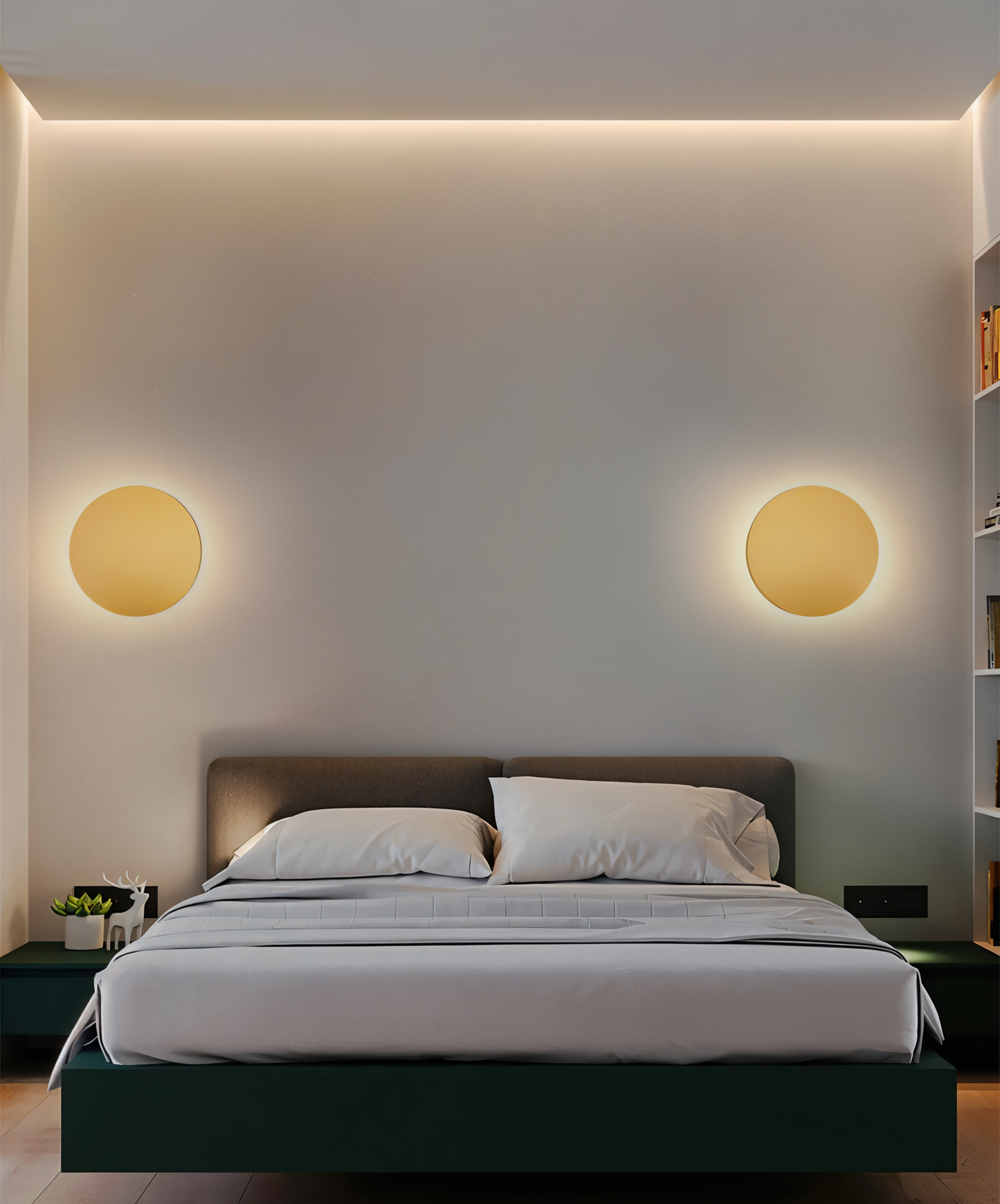 Lunaris – Moderne Rund LED Væglampe i Metal med Varmt Lys