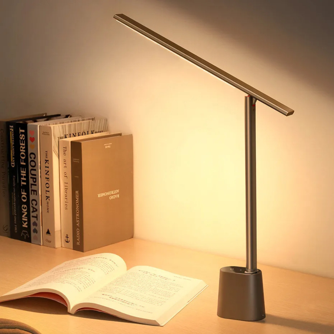 Dæmpbar LED skrivebordslampe – kompakt, foldbar og genopladelig