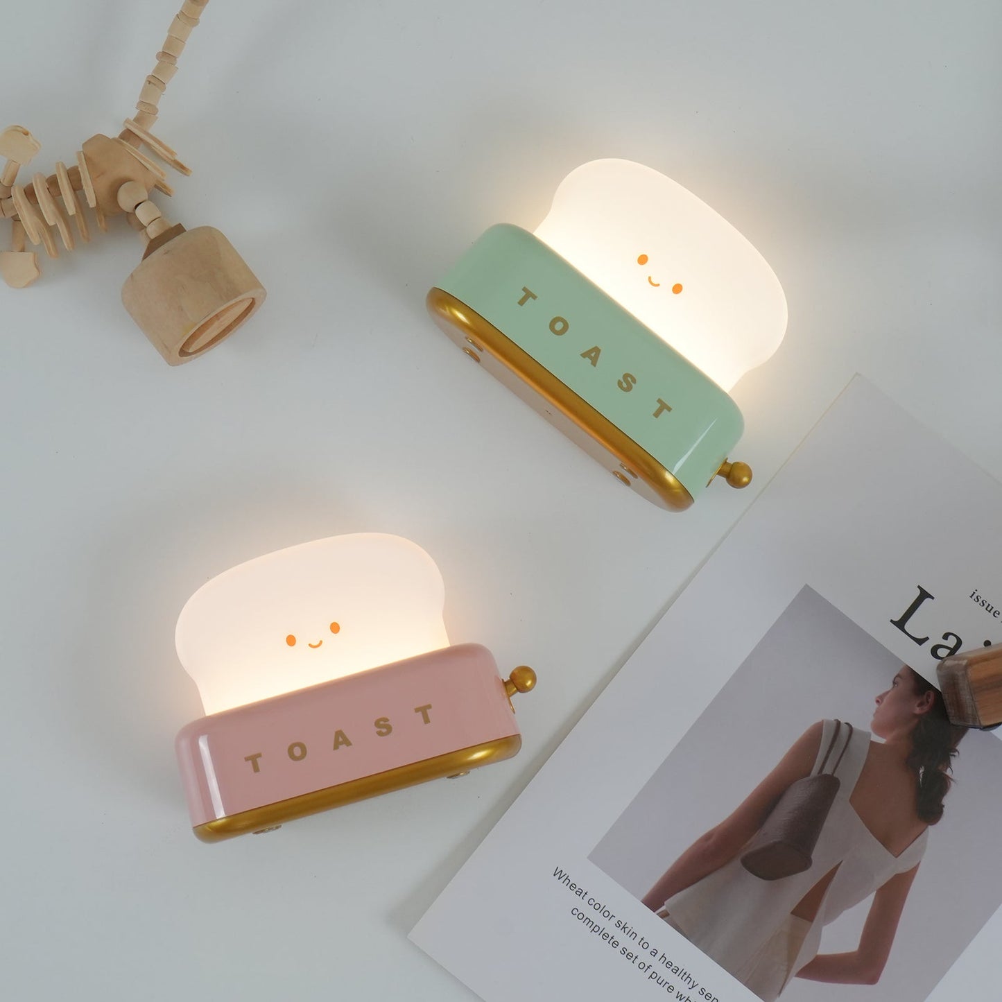 Brødrister bordlampe med batteri – sjov dimbar designlampe