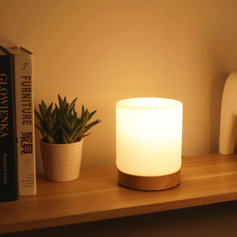 LumaTouch Mini – Elegant Glas Bordslampe med Touch og 360° Belysning