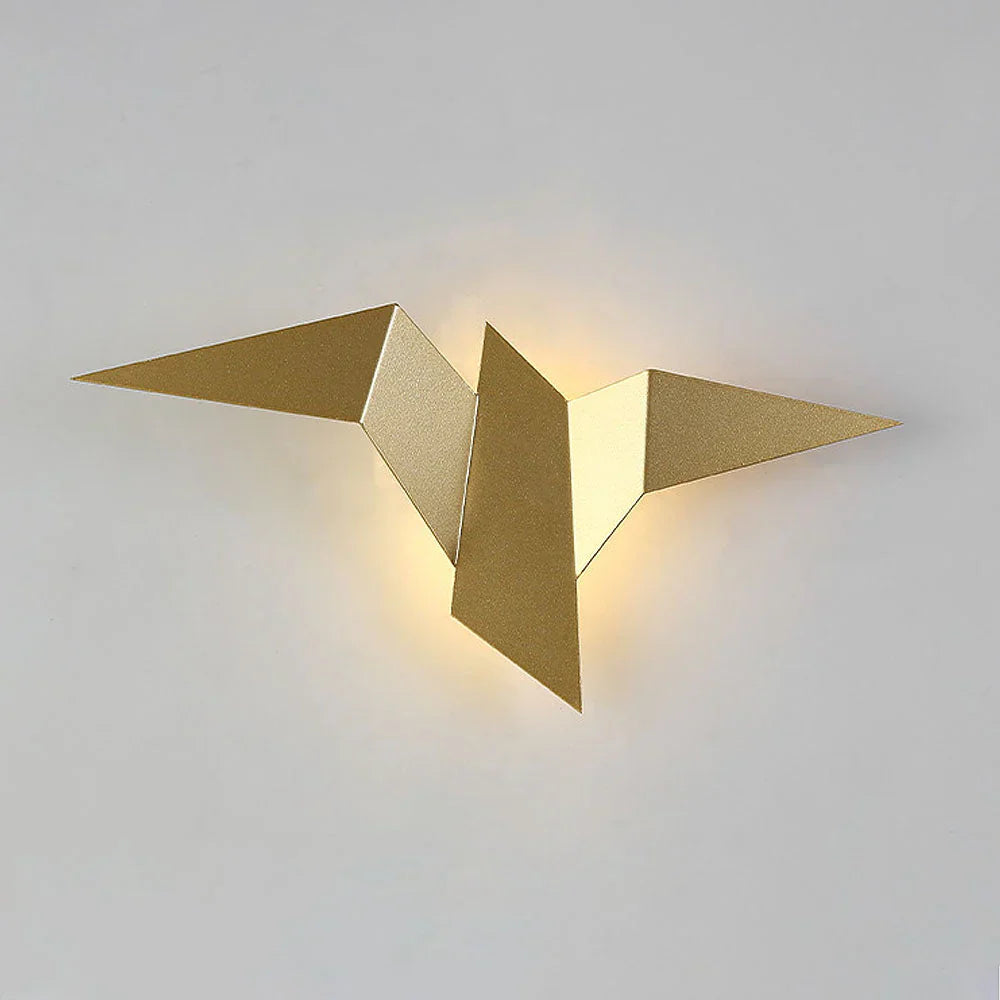 Moderne LED-væglampe med origami-fugl
