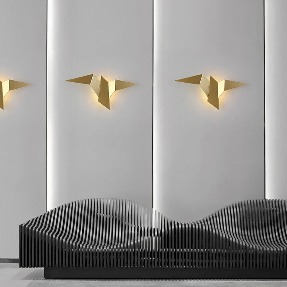 Moderne LED-væglampe med origami-fugl