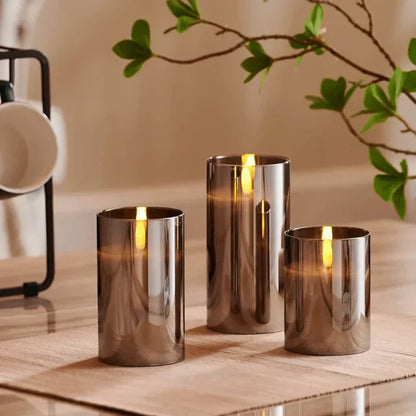 Sæt med elegante LED-stearinlys i glasrør