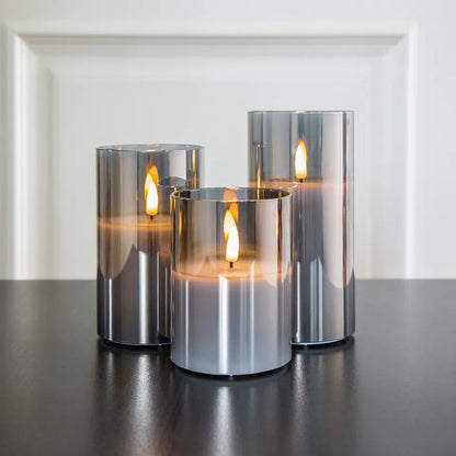 Sæt med elegante LED-stearinlys i glasrør