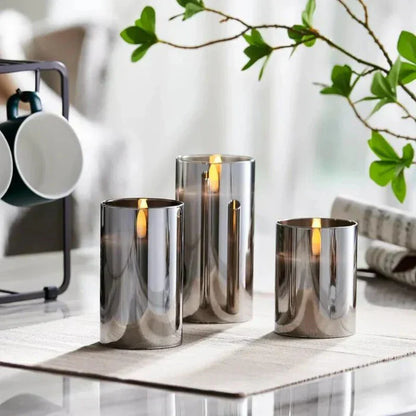 Sæt med elegante LED-stearinlys i glasrør