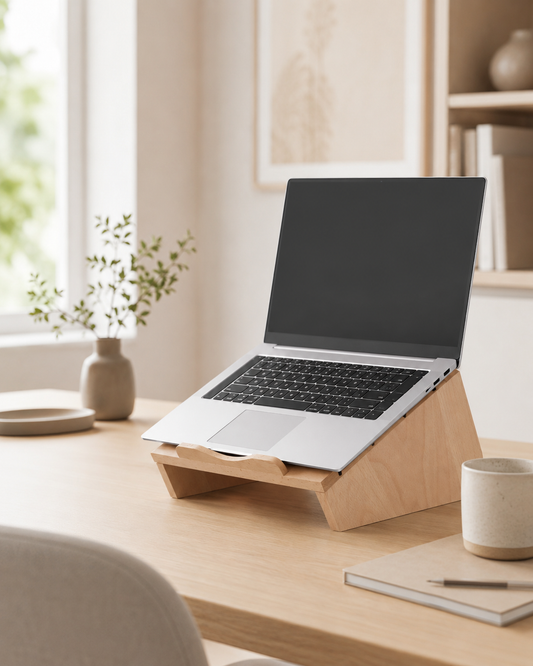 Ergonomisk Laptopstander i Lyst Træ